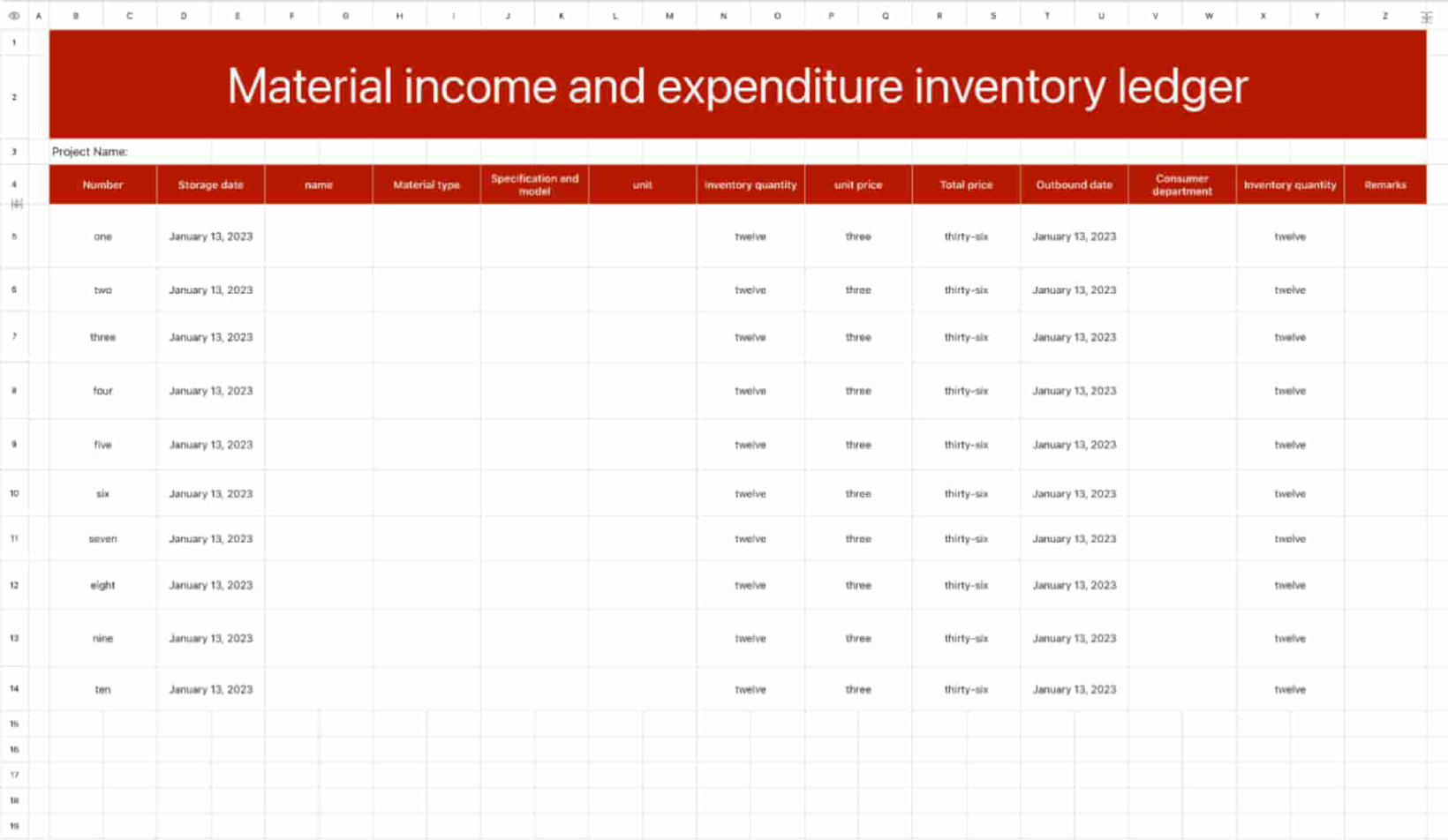 Material revenue and expenditure inventory ledger 1